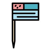 Paper flag toothpick icon color outline vector