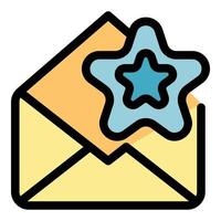 Favorite envelope icon color outline vector