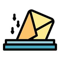 Inbox envelope icon color outline vector