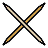 Crossed toothpick icon color outline vector