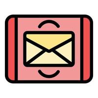 Tablet mail request icon color outline vector