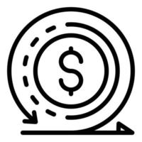 Dollar and circular arrow icon, outline style vector