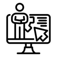 Man on screen icon, outline style vector