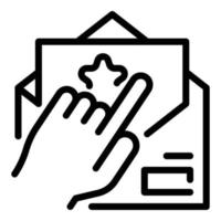 Open envelope and finger icon, outline style vector