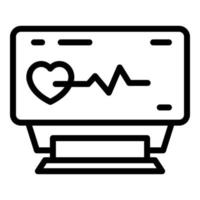 monitor de icono de cardiograma, estilo de contorno vector