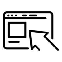 sitio web e icono de flecha, estilo de esquema vector