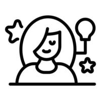 Girl and light bulb icon, outline style vector