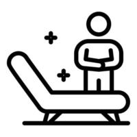 Man near a hospital bed icon, outline style vector