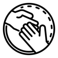 Hand in hand in a circle icon, outline style vector