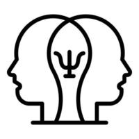 icono de psicología de dos cabezas, estilo de esquema vector