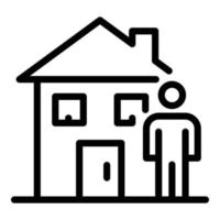 Man and house icon, outline style vector