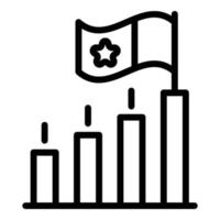 Rating graph and flag icon, outline style vector