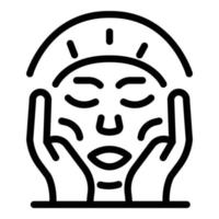 Applying cream on face icon, outline style vector
