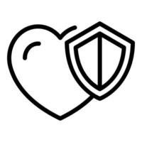 icono de escudo de corazón, estilo de esquema vector
