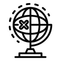 Cross mark on the globe icon, outline style vector