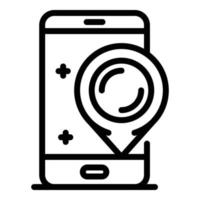 GPS point on a smartphone icon, outline style vector