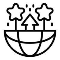 Globe star and up arrow icon, outline style vector