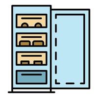 Open fridge icon color outline vector