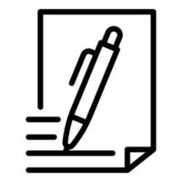 Pen and document icon, outline style vector