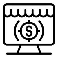 Dollar target on screen icon, outline style vector