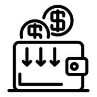 Wallet coins arrows icon, outline style vector
