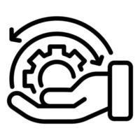 Gear on the palm icon, outline style vector