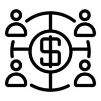 Dollar in target and people icon, outline style vector