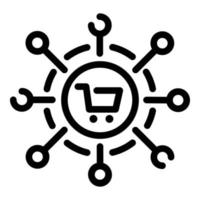 Online market icon, outline style vector