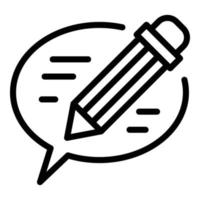 Chat bubble and pencil icon, outline style vector