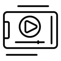 Video clip on smartphone icon, outline style vector
