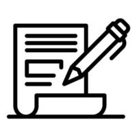 Pencil and paper icon, outline style vector