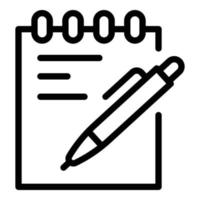 Pen and notebook icon, outline style vector