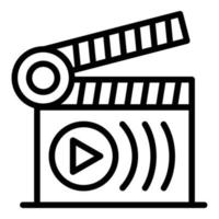 Movie clapperboard icon, outline style vector