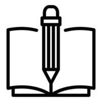Pencil and notebook icon, outline style vector