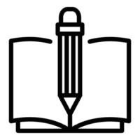 Pencil and notebook icon, outline style vector