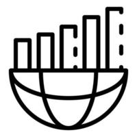 Global chart bars icon, outline style vector
