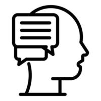 Head chat thinking icon, outline style vector