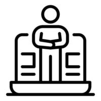 Laptop strategy manager icon, outline style vector