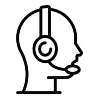 Company headset call center icon, outline style vector