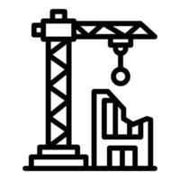 icono de grúa de construcción de demolición, estilo de esquema vector