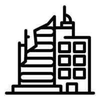 icono de destrucción de edificios, estilo de esquema vector