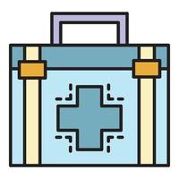 First aid kit box icon color outline vector