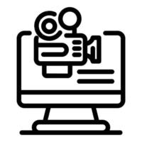 Record computer camera icon, outline style vector