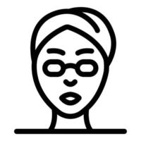 icono de gafas de spa y cara de mujer, estilo de esquema vector