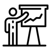 Man and flipchart icon, outline style vector