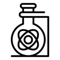 Flask with atom icon, outline style vector