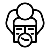 Man with book top view icon, outline style vector