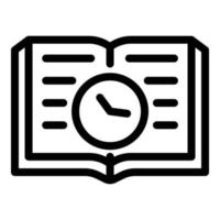 Open book and time icon, outline style vector