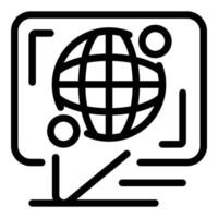 Globe in chchat cloud icon, outline style vector