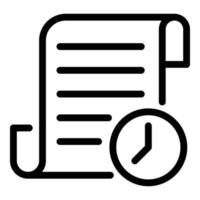 Document and clock icon, outline style vector